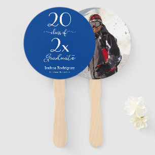 Class Of 2026 Graduate Photo Blue Custom Color Hand Fan