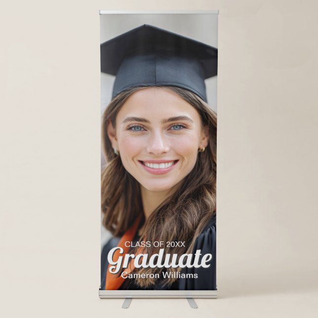 Class of 2026 Graduate Photo Chic Graduation Party Retractable Banner (Front)