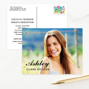 Class of 2026 Graduate Photo Graduation Party Invi Invitation Postcard