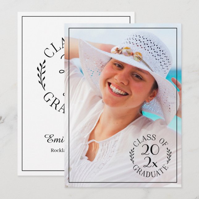 Class of 2026 Graduate Photo Modern Typography Announcement (Front/Back)