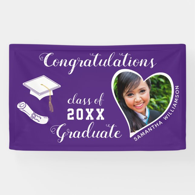 Class of 2026 Graduate Photo Purple Graduation Banner (Horizontal)
