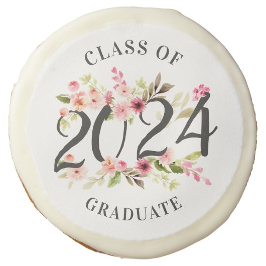 Class of 2026 Graduate Pink Floral Graduation Sugar Cookie (Front)