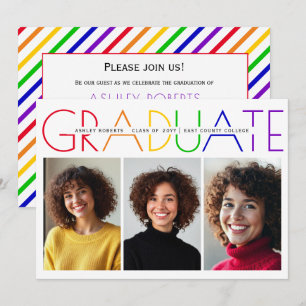 Class of 2026 Graduate rainbow photo collage Invitation