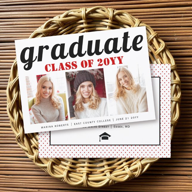 Class of 2026 graduate red typography photo invitation (Creator Uploaded)