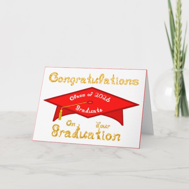 Class of 2026 Graduate Red White Gold Card (Front)