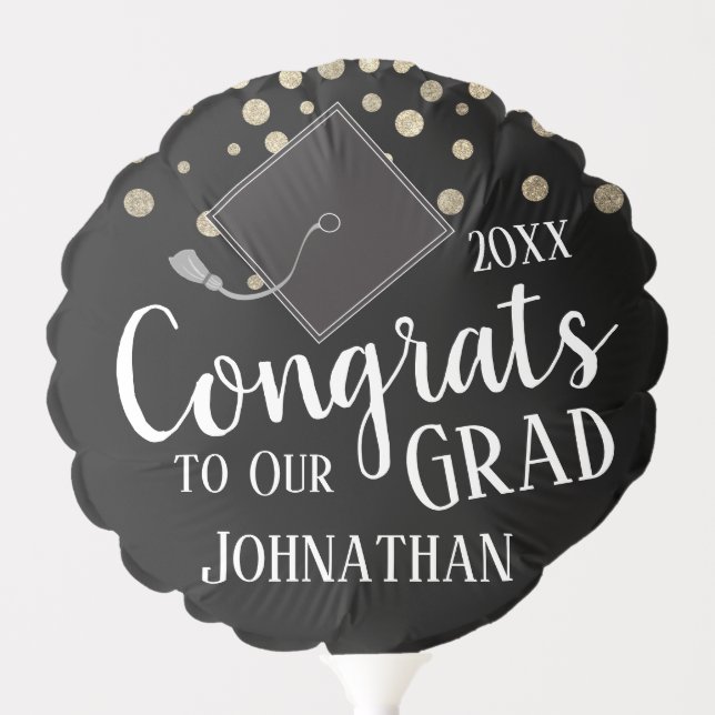 Class of 2026 Graduates Name black Balloon (Front)