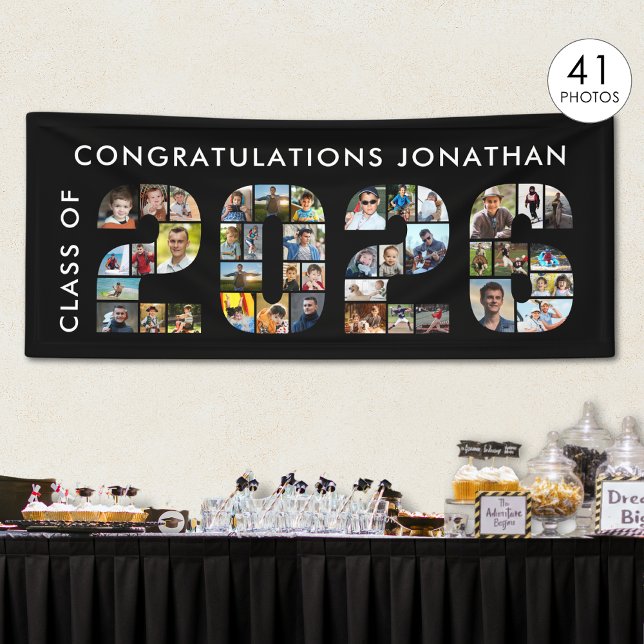 Class of 2026 Graduation 41 Photo Collage Black Banner (Creator Uploaded)