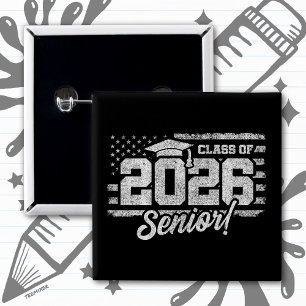 Class of 2026 Graduation American Flag Senior 2026 Button