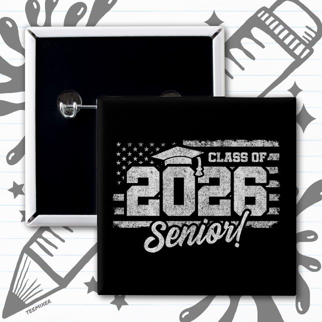 Class of 2026 Graduation American Flag Senior 2026 Button (Creator Uploaded)