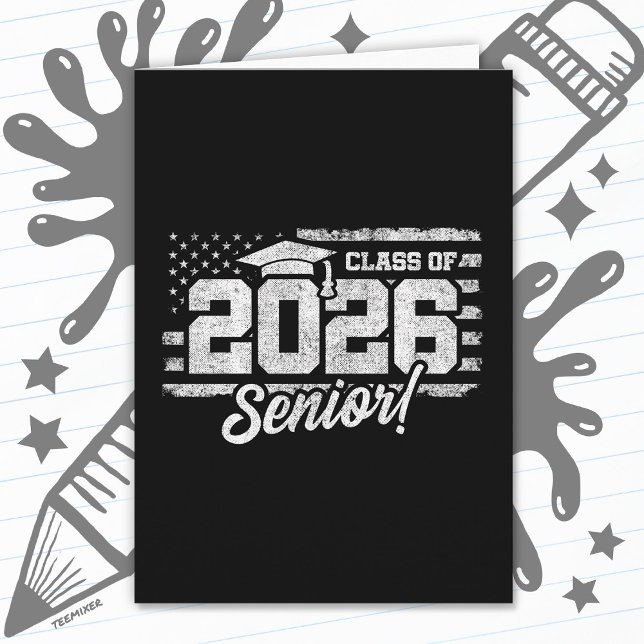 Class of 2026 Graduation American Flag Senior 2026 Card (Creator Uploaded)