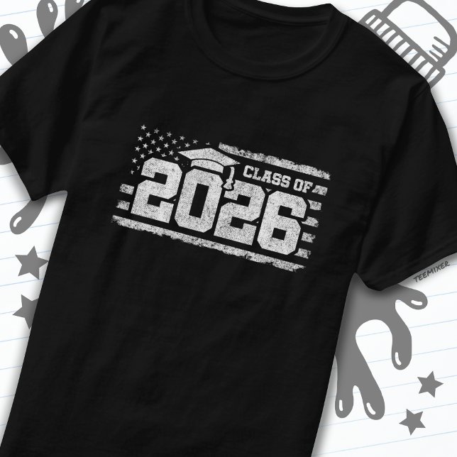 Class of 2026 Graduation American Flag Senior 2026 T-Shirt (Creator Uploaded)