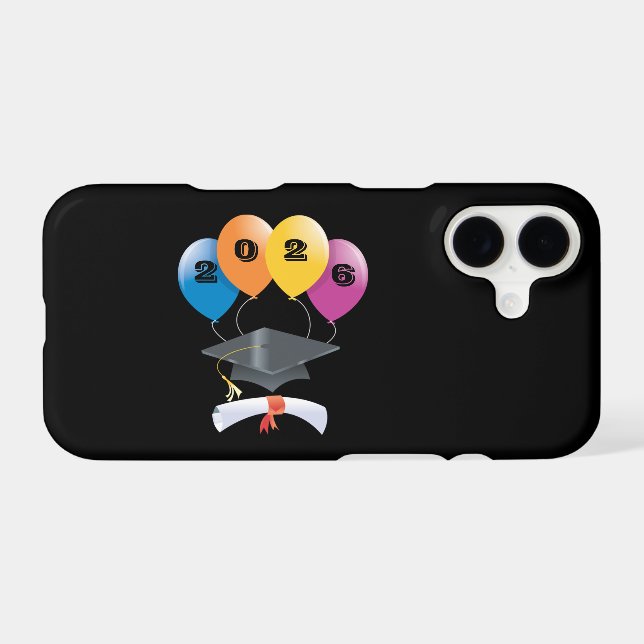 Class of 2026 Graduation Balloons Graduate Diploma iPhone Case (Back Horizontal)