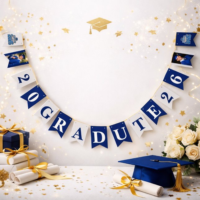 Class of 2026 Graduation Banner in Blue and White  (Creator Uploaded)