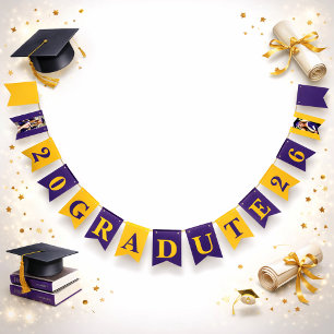Class of 2026 Graduation Banner in Purple and Gold