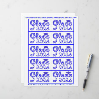 Class of 2026 Graduation Blue Tag Captions Paper