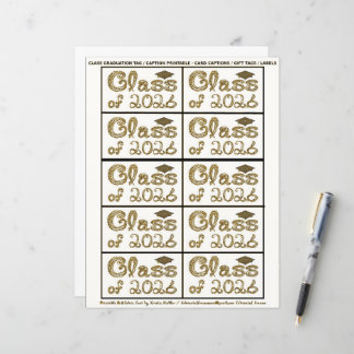 Class of 2026 Graduation Brown Tag Captions Paper