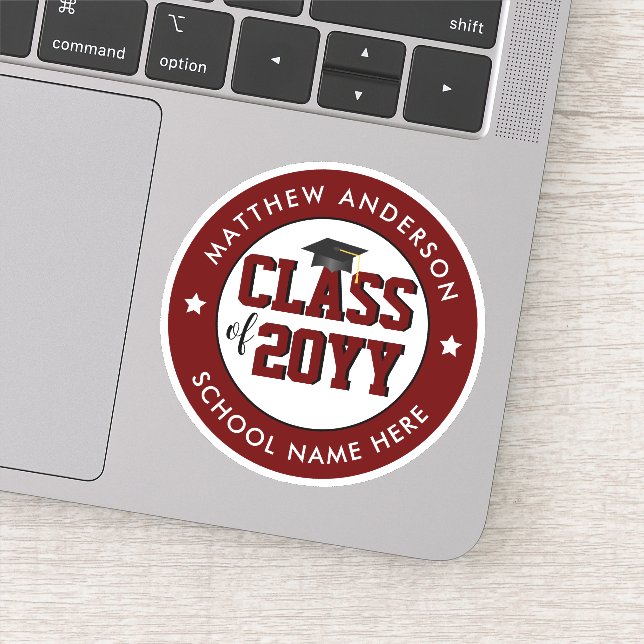 Class of 2026 Graduation Burgundy Graduate Sticker (Detail)