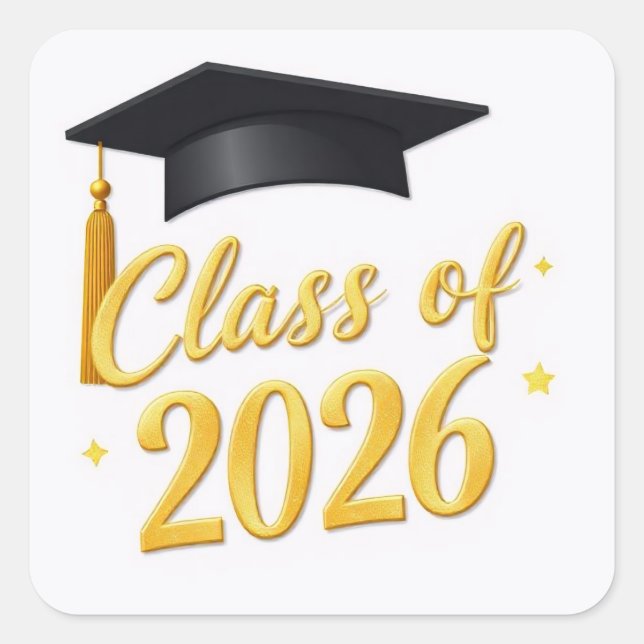 Class of 2026 Graduation Cap Gold Script Sticker (Front)