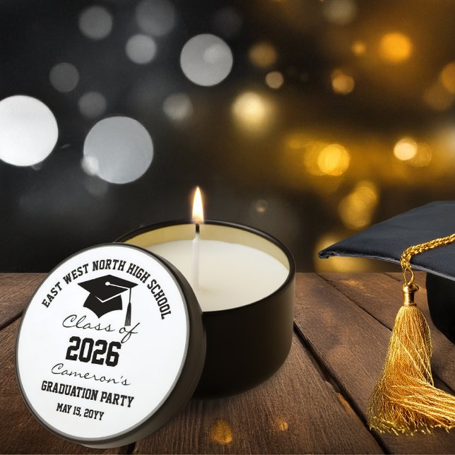 Class of 2026 Graduation Cap Graduation Party  Mini Candle Favors (Minimalist Black and White Graduation Candle Favors | Class of 2026 )