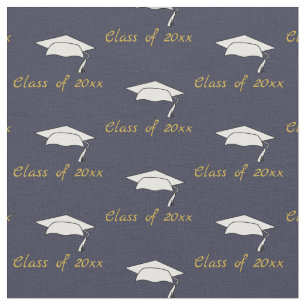 Class of 2026 Graduation Caps Pattern Dark Blue Fabric