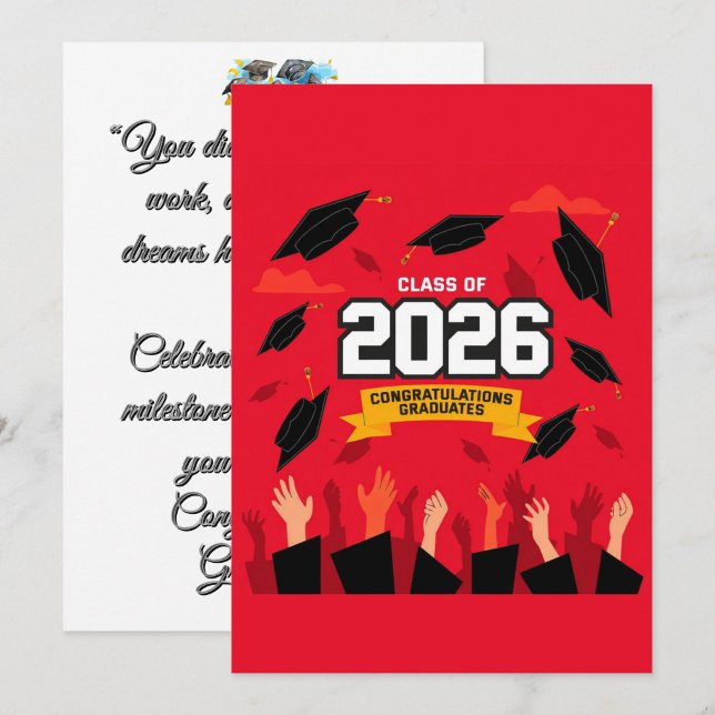 Class of 2026 Graduation Celebration Card  ("Raise your hands high")