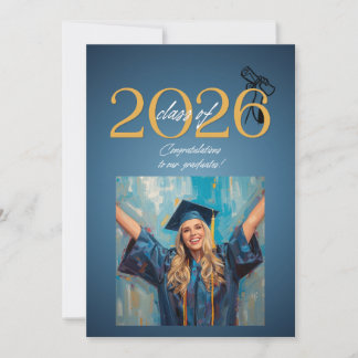 Class of 2026 Graduation Celebration Modern Blue & Invitation
