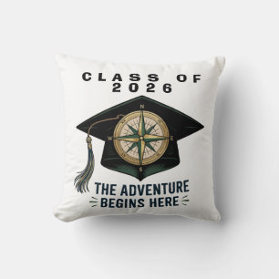 Class of 2026 Graduation Compass Mortarboard Throw Pillow