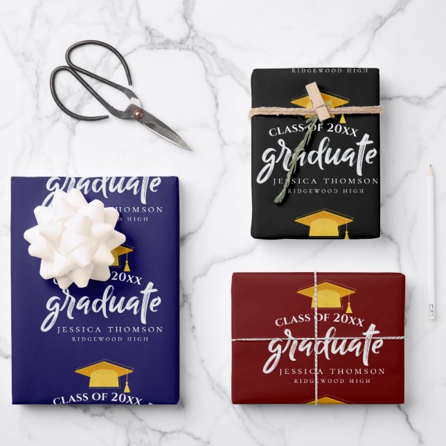 Class of 2026 Graduation Congratulation Grad Party Wrapping Paper Sheets (Front)