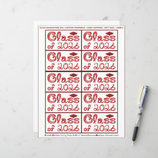 Class of 2026 Graduation Crimson Red Tag Captions