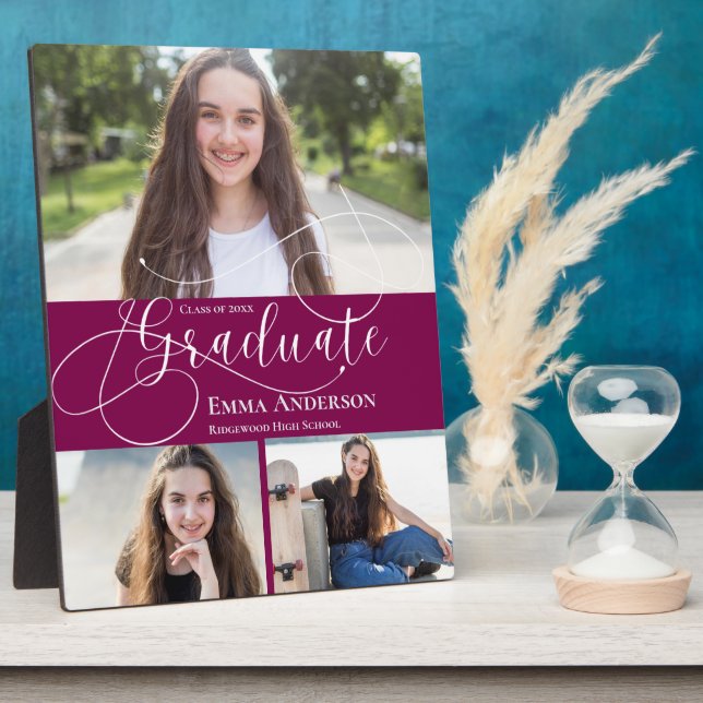 Class Of 2026 Graduation Custom Multi Photo Gift Plaque (Side)
