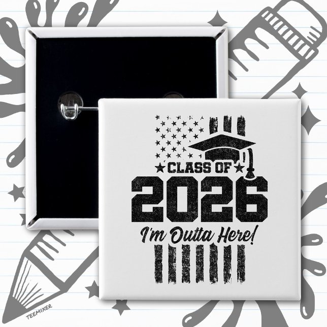 Class of 2026 Graduation Distressed Flag Design Button (Creator Uploaded)