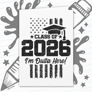 Class of 2026 Graduation Distressed Flag Design Card
