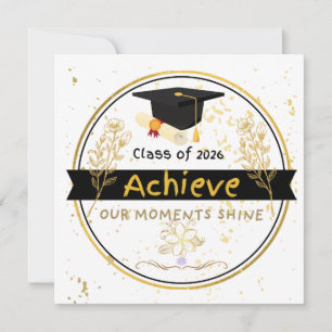 Class of 2026 Graduation Gold Floral Sticker Invitation