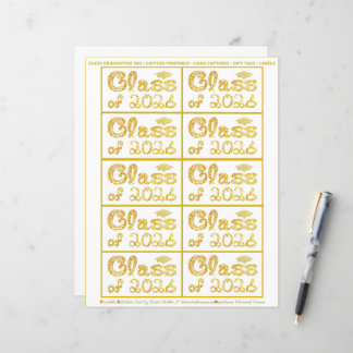 Class of 2026 Graduation Gold Tag Captions Paper