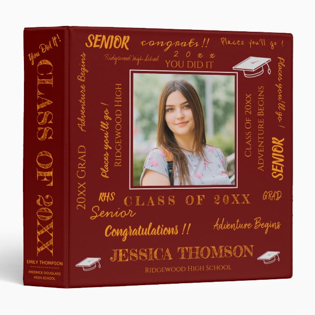 Class Of 2026 Graduation Keepsake Memory 3 Ring Binder (Front/Spine)