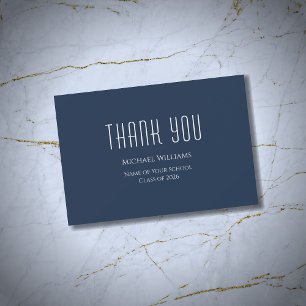 Class of 2026 Graduation Minimalist Navy Blue Thank You Card