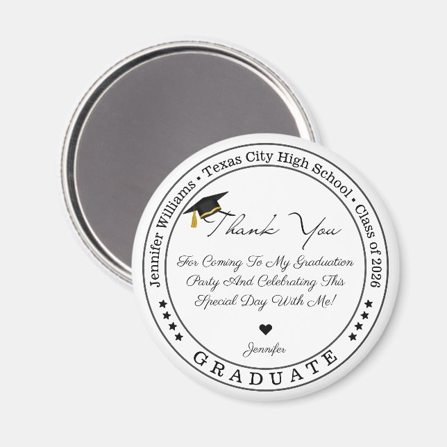 class of 2026, graduation modern chic thank you  magnet (Front/Back)
