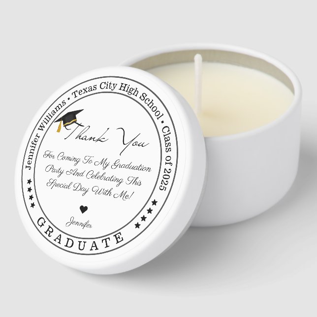 class of 2026, graduation modern chic thank you  mini candle favors (Corner)