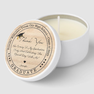 class of 2026, graduation modern thank you wood  mini candle favors