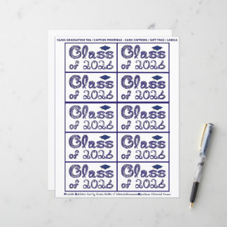 Class of 2026 Graduation Navy Blue Tag Captions