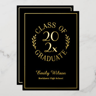 Class Of 2026 Graduation Party Black and Gold Foil Invitation