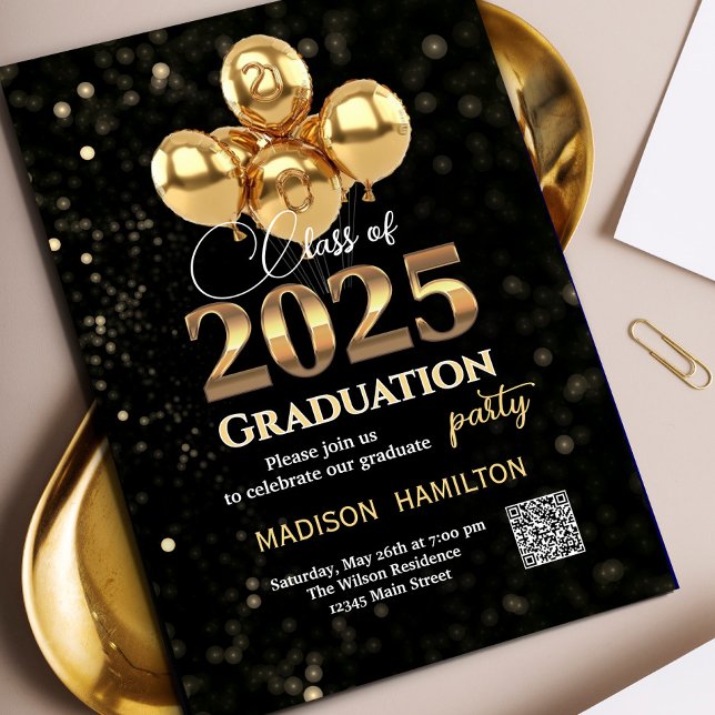 Class of 2026 Graduation Party Invitation (✨🎓 The tassel was worth the hassle! 🎓✨#GraduationParty #ClassOf2025 #GradInvites #GoldAndBlack )