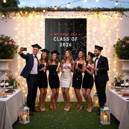 Class of 2026 Graduation Photo Booth Backdrop Red 