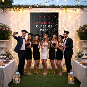 Class of 2026 Graduation Photo Booth Backdrop Red