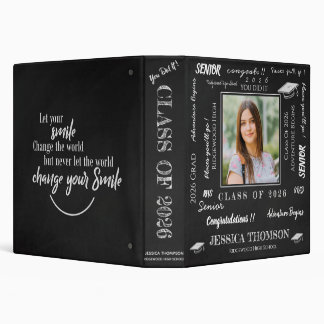 Class Of 2026 Graduation Photo Memories Chalkboard 3 Ring Binder