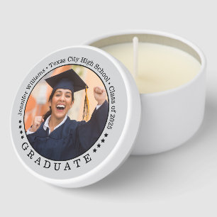 class of 2026, graduation photo stylish grey mini candle favors