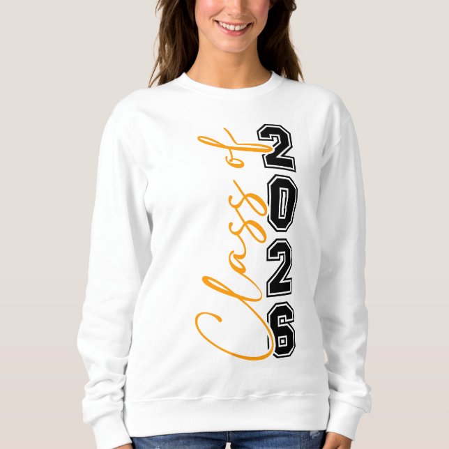 Class of 2026 Graduation Senior Orange Black Sweatshirt (Front)
