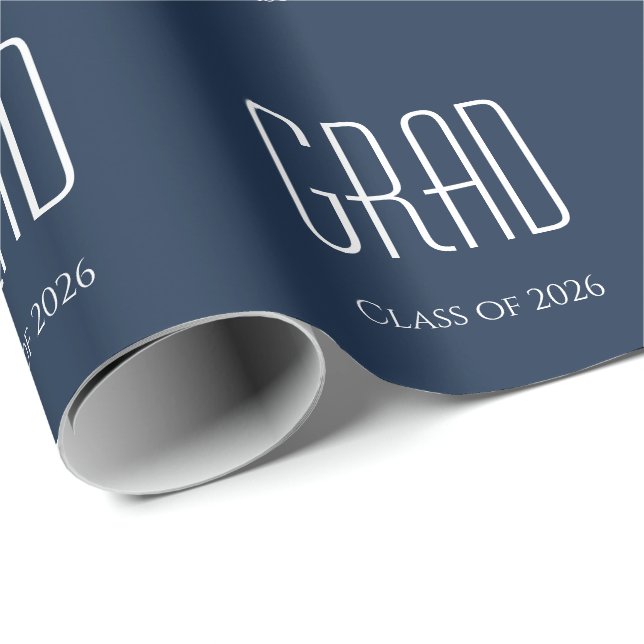Class of 2026 Graduation Simple Blue Wrapping Paper (Roll Corner)