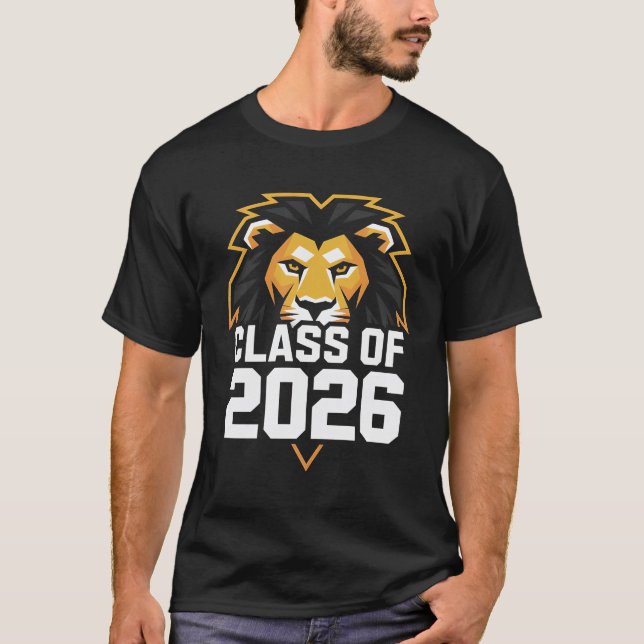 Class of 2026 Graduation T-Shirt – Bold Lion Masco (Front)
