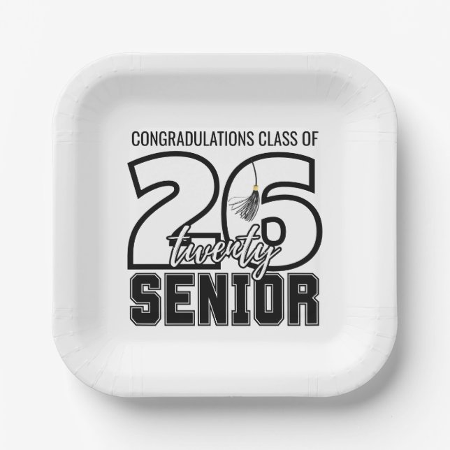 Class of 2026 Graduation Tassel Paper Plates (Front)